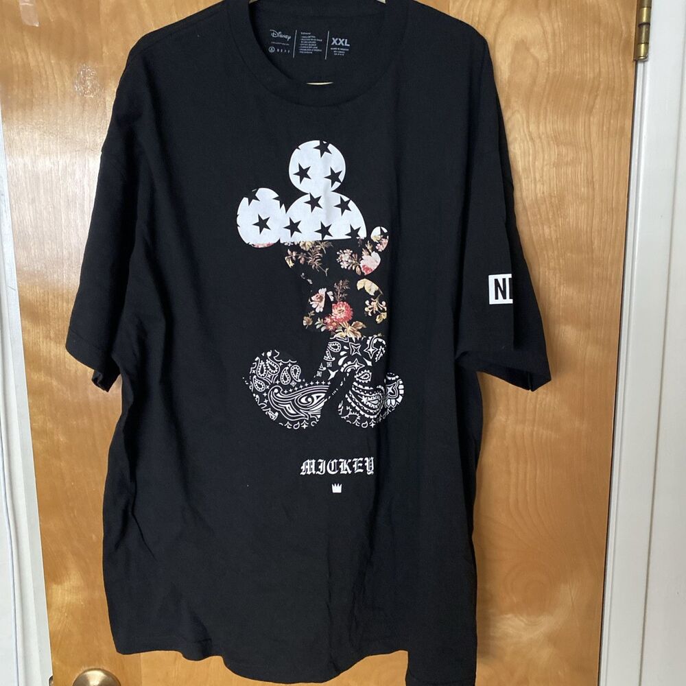 Neff X Disney Men's T-Shirt Mickey Mouse Swag Short Sleeve Crewneck Tee in Black